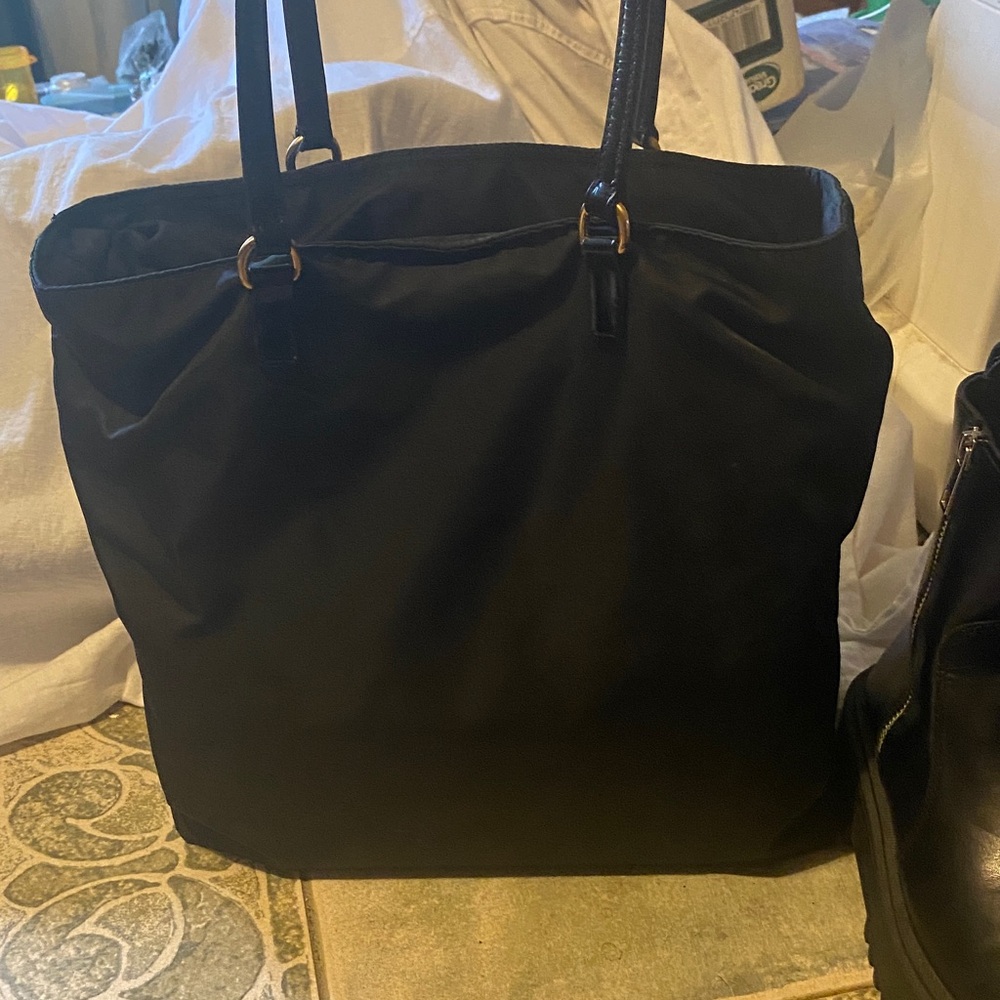 Black Prada Tote Bag with Gold Accents - Picture 2 of 4